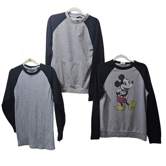3 Long Sleeve Shirts Size Medium Gray w/ Black Sleeve Disney Architect CSG - Picture 1 of 4
